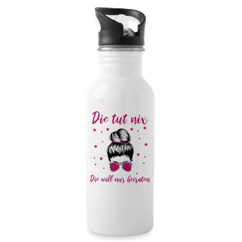 Braut Lustiger Spruch - Trinkflasche mit integriertem Trinkhalm - Weiß - Rechts