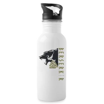 Norse Paganism Wikinger Berserkir Bär Wotansknoten - Trinkflasche mit integriertem Trinkhalm - Weiß - Rechts