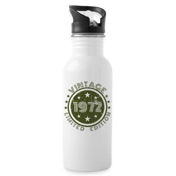 Vintage 1972 72 Birthday Retro Vintage Gift - Water bottle with straw - white - Right