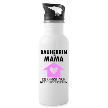 Bauherrin Mama - Trinkflasche mit integriertem Trinkhalm - Weiß - Rechts