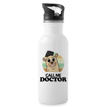 Doktorarbeit Promotion Doktortitel Doktor - Trinkflasche mit integriertem Trinkhalm - Weiß - Rechts