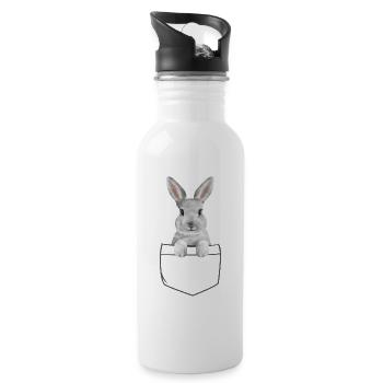 Rabbit Easter Flowers Rabbit Dad - Water bottle with straw - white - Right