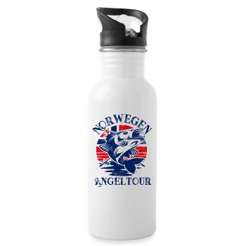 Norwegen Angeltour Angeln Angler Fischen - Trinkflasche mit integriertem Trinkhalm - Weiß - Rechts