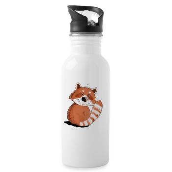 Droll Red Panda I Faune - Gourde avec paille intégrée - blanc - Droite
