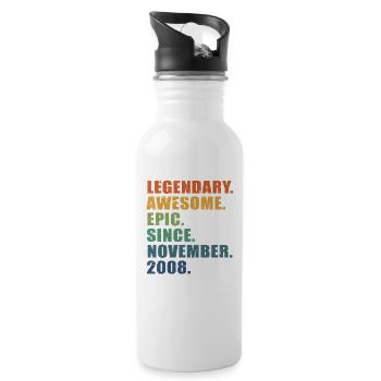 15th Birthday, November 2008, 15 Year Anniversary - Water bottle with straw - white - Right