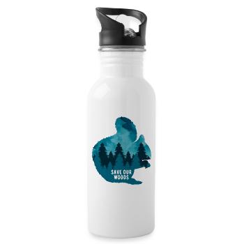 Climate Change Environmental Protection Squirrel - Water bottle with straw - white - Right