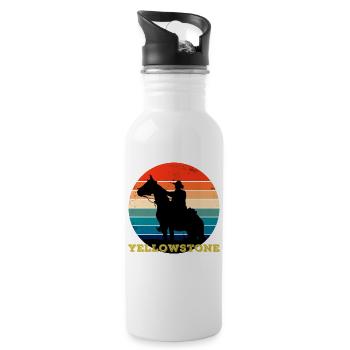 Yellowstone Vintage rétro Cowboy - Gourde avec paille intégrée - blanc - Droite