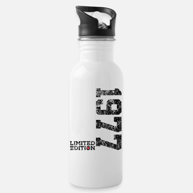 49. GEBURTSTAG 49 JAHRE LIMITED EDITION 1977 - Trinkflasche mit integriertem Trinkhalm - Weiß