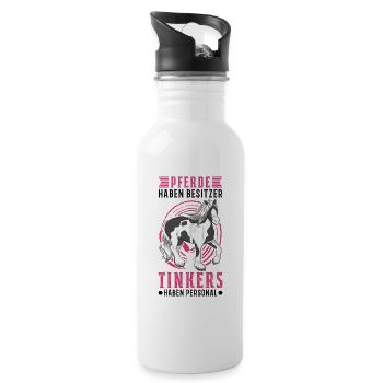 Pferde haben Besitzer Tinkers haben Personal - Trinkflasche mit integriertem Trinkhalm - Weiß - Rechts