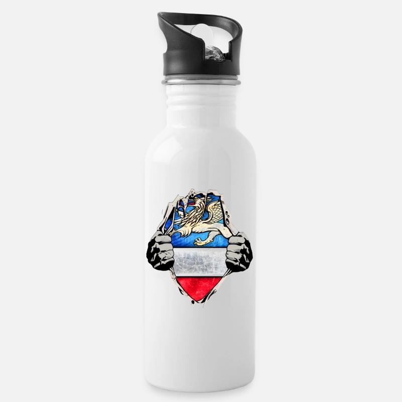 Rostock unterm Shirt - Trinkflasche mit integriertem Trinkhalm - Weiß