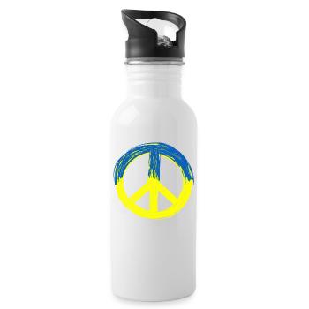 Peace for Ukraine - Water bottle with straw - white - Right