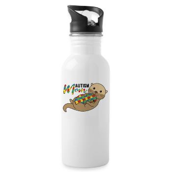 autism awareness month puzzel autism Mom Otter - Trinkflasche mit integriertem Trinkhalm - Weiß - Rechts
