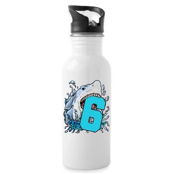 6. Geburtstag 6 Hai - Trinkflasche mit integriertem Trinkhalm - Weiß - Rechts