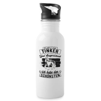 Irish Tinker Pferd Spruch - Trinkflasche mit integriertem Trinkhalm - Weiß - Rechts