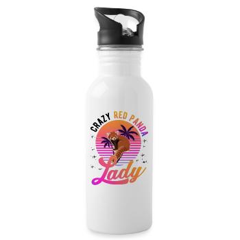 Crazy Red Panda lady Roter Panda - Trinkflasche mit integriertem Trinkhalm - Weiß - Rechts