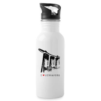 Singapore Marina Bay Vintage Asia I Love Singapore - Water bottle with straw - white - Right
