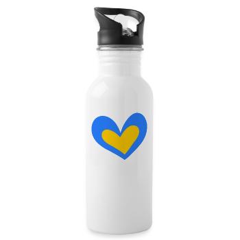 Ukraine Heart - Water bottle with straw - white - Right