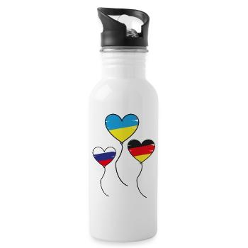 Ballon Herz Deutschland Ukraine Russland Peace - Trinkflasche mit integriertem Trinkhalm - Weiß - Rechts