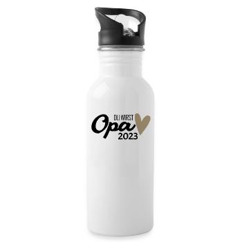 Opa 2023 - Opa werden - Bald Opa - Trinkflasche mit integriertem Trinkhalm - Weiß - Rechts