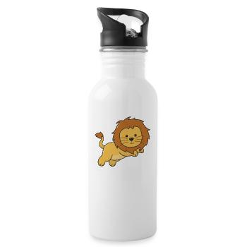 Lion mignon animaux pour les enfants Roi Lion - Gourde avec paille intégrée - blanc - Droite