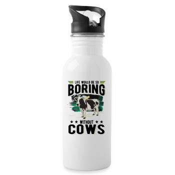 Life would be so boring without Cows Kuh - Trinkflasche mit integriertem Trinkhalm - Weiß - Rechts