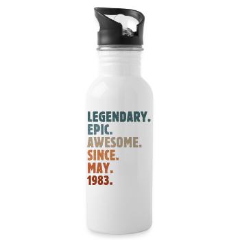 1983 May Vintage Vintage Birthday Gift - Water bottle with straw - white - Right