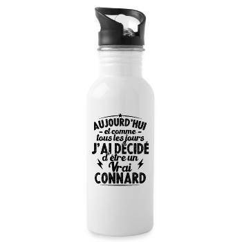 Tous les jours j'ai décidé d'être un vrai connard - Gourde avec paille intégrée - blanc - Droite