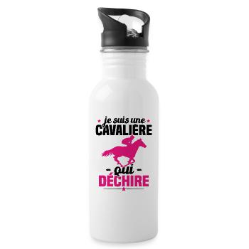 Je Suis Une Cavalière Qui Déchire Cadeau - Gourde avec paille intégrée - blanc - Droite