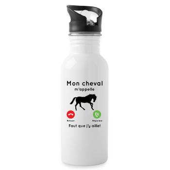 Mon cheval m'appelle faut que j’y aille Cadeau - Gourde avec paille intégrée - blanc - Droite