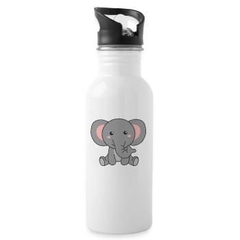 Elefant süße Tiere rosa Elefanten Zoo tiere - Trinkflasche mit integriertem Trinkhalm - Weiß - Rechts