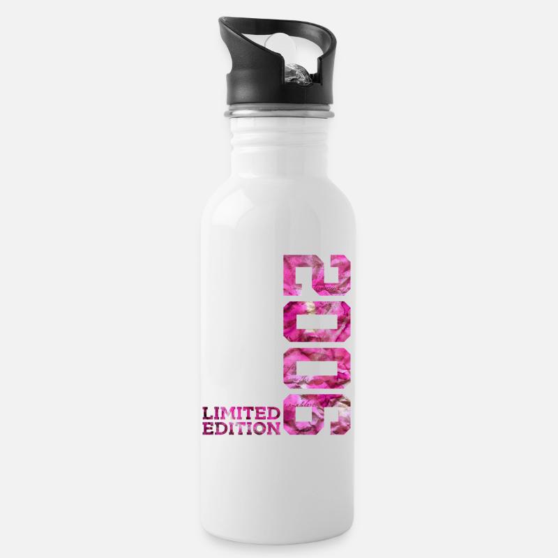 LIMITED EDITION 2006 PINK 20. GEBURTSTAG - Trinkflasche mit integriertem Trinkhalm - Weiß