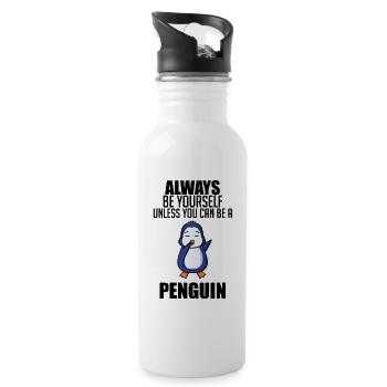 Pinguin Pinguine - Trinkflasche mit integriertem Trinkhalm - Weiß - Rechts