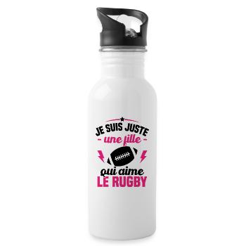 Je suis juste une fille qui aime le rugby - Gourde avec paille intégrée - blanc - Droite