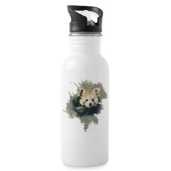 Red panda - Water bottle with straw - white - Right