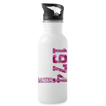 LIMITED EDITION 1974 PINK 52ND BIRTHDAY - Water bottle with straw - white - Right