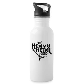 Heavy Metal Funny - Trinkflasche mit integriertem Trinkhalm - Weiß - Rechts