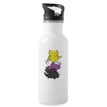 Nonbinary Flag Non Binary Pride LGBTQ Axolotl - Trinkflasche mit integriertem Trinkhalm - Weiß - Rechts