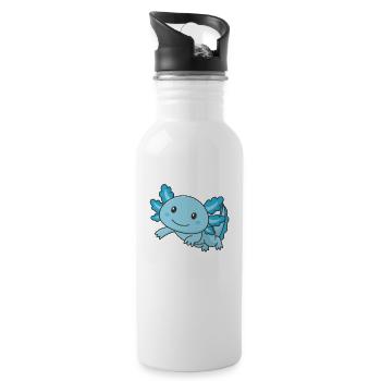 Axolotl süße Tiere kawaii Anime lustige Axolotl - Trinkflasche mit integriertem Trinkhalm - Weiß - Rechts