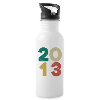 2013 - Vintage 2013 Retro Vintage - Water bottle with straw - white - Right