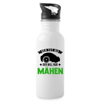 Der tut nix Der will nur mähen Mähroboter - Trinkflasche mit integriertem Trinkhalm - Weiß - Rechts