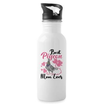 Best Pigeon Mom Ever Tauben Mama - Trinkflasche mit integriertem Trinkhalm - Weiß - Rechts