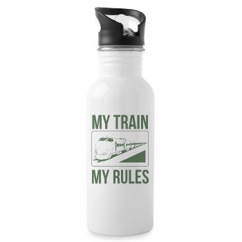 Train driver sayings my train my rules - Water bottle with straw - white - Right