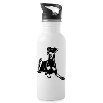 Pinscher allemand - Gourde avec paille intégrée - blanc - Droite