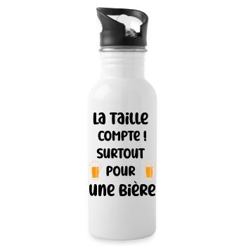 la taille de la bière compte - humour - Gourde avec paille intégrée - blanc - Droite