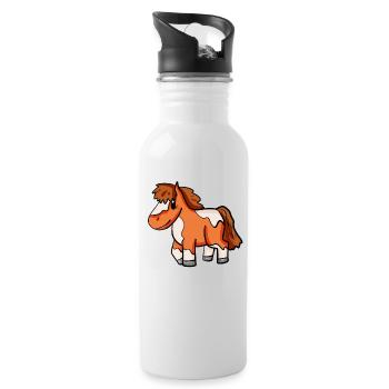 Shetlandpony Pferd - Trinkflasche mit integriertem Trinkhalm - Weiß - Rechts