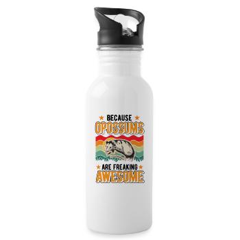 Because Opossums are freaking awesome - Water bottle with straw - white - Right