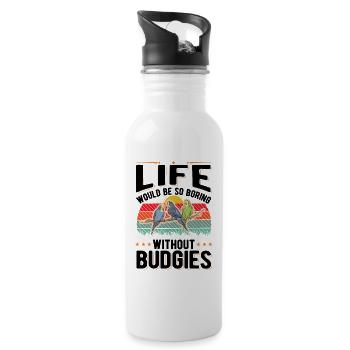 Budgerigar Gift Welli Parakeet - Water bottle with straw - white - Right
