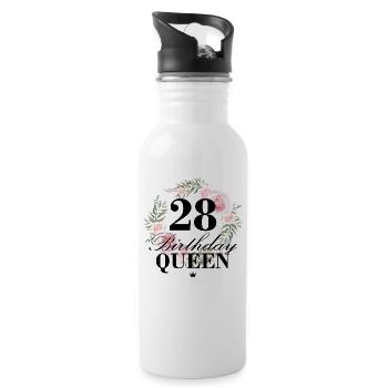 28ème anniversaire Anniversaire Reine 28 ans - Gourde avec paille intégrée - blanc - Droite