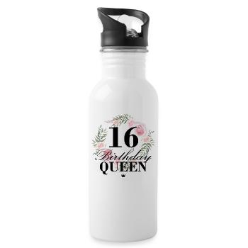 16ème anniversaire Anniversaire Reine 16 ans - Gourde avec paille intégrée - blanc - Droite