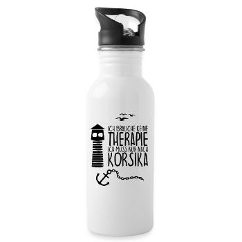Ich brauche keine Therapie Ich muss nach KORSIKA - Trinkflasche mit integriertem Trinkhalm - Weiß - Rechts